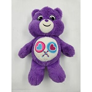 Purple Care Bear Plush Toy Lollipop Belly Badge Stuffed Animal